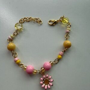 Charming Flower Bracelet in Pink and Yellow